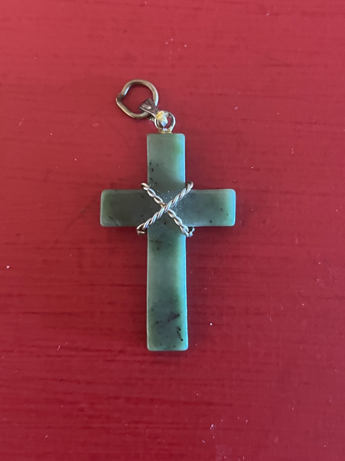 Vintage Jade Cross Pendant, 1 3/4″H X 3/4″W