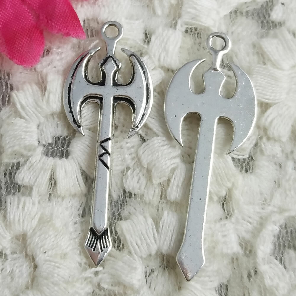 Free Ship 44 Pcs Antique Silver Axe Charms Pendant 37X14MM H-1944