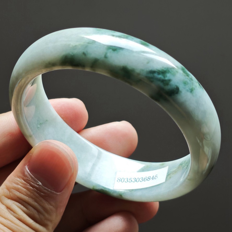 59mm Certification Grade A Green Burma Natural Jadeite Jade Bracelet Bangle 8647