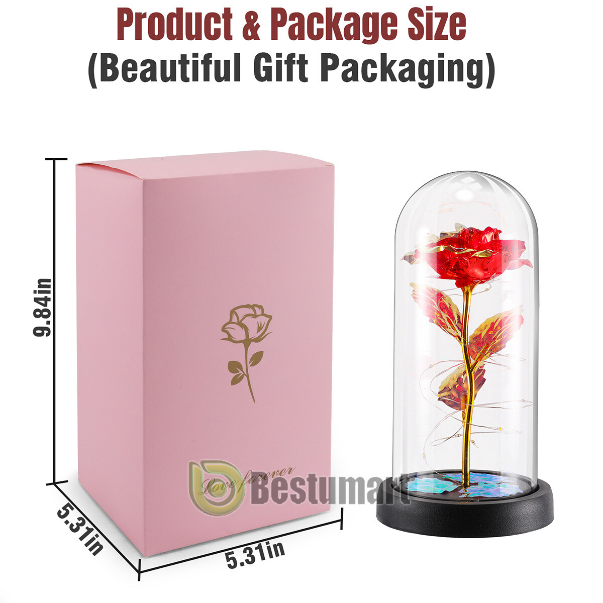 Valentines Day Gifts for Her – Crystal Galaxy Enchanted LED in Glass Rose Gifts