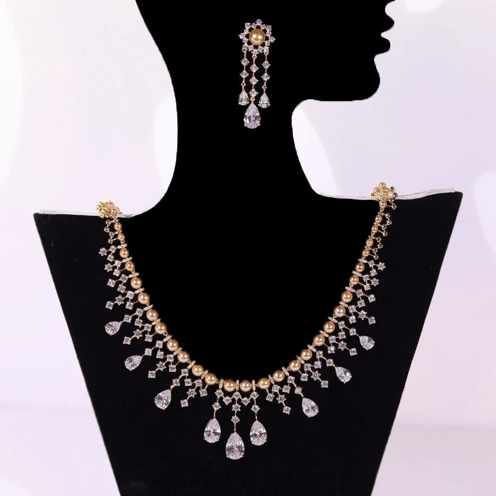 Premium Bridal wedding Jewelry Sets Necklace Engagement Dinner Party Earrings