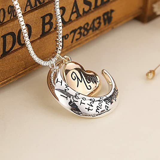 Mothers Gift Necklace & Pendant I Love You To The Moon & Back Best Gift for mom