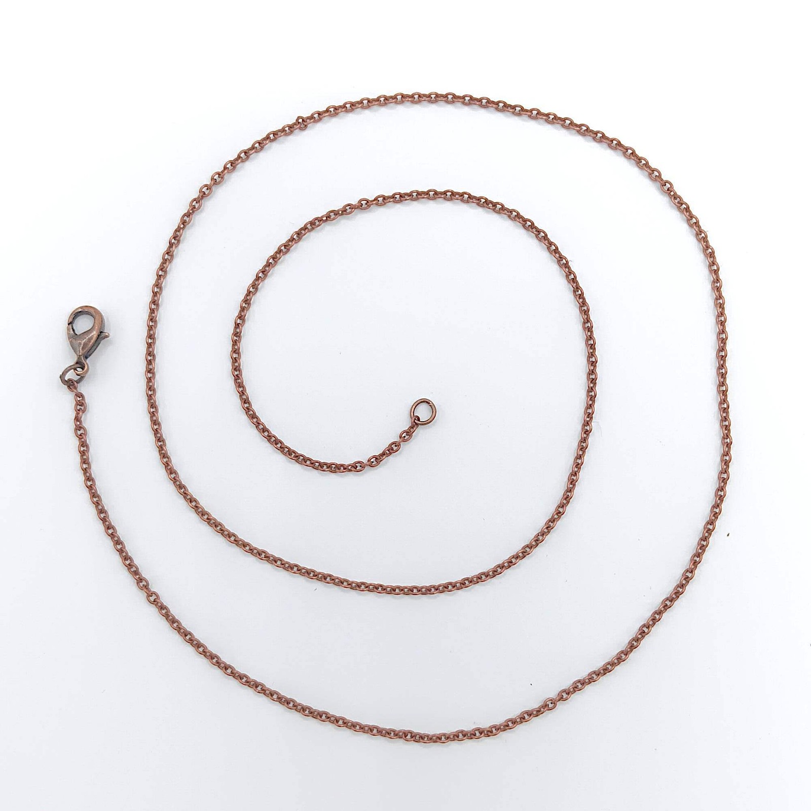 Dainty Oxidized Antiqued Copper Plated Cable Necklace Chain Lobster Clasp, 2.0×1