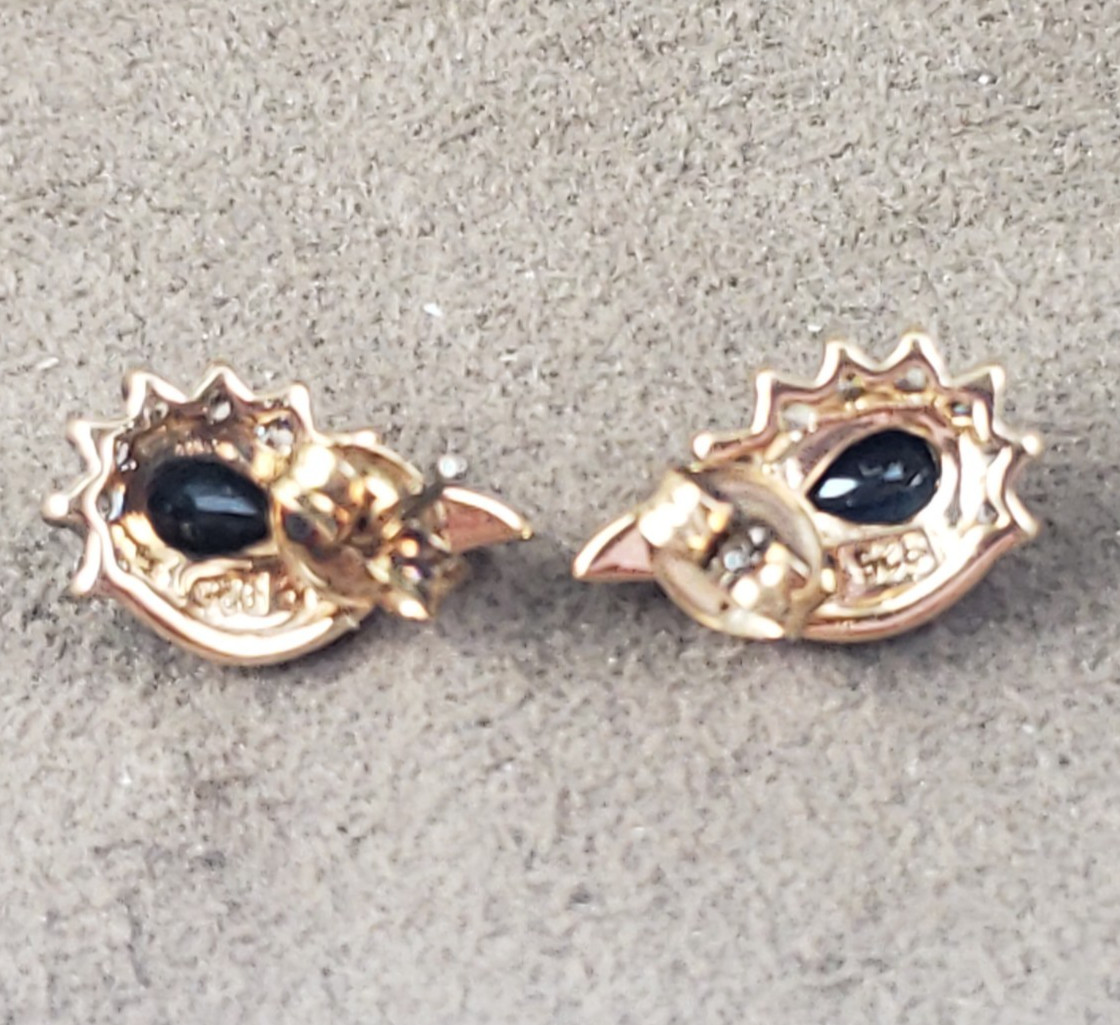 CHARMING GOLD TONE STERLING SILVER SPINEL & CZ TEARDROP STUD EARRINGS