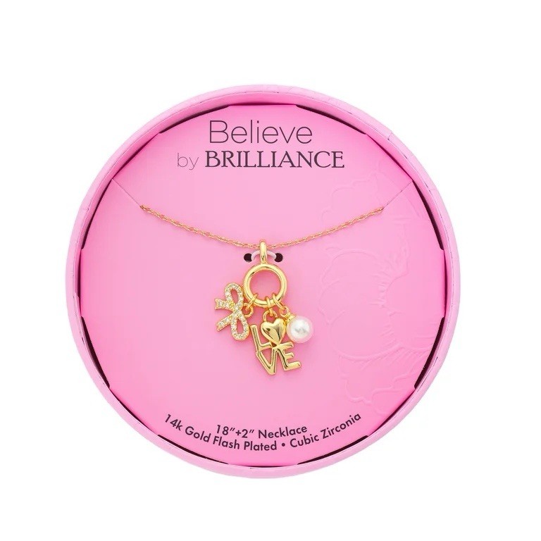 Believe by Brilliance 🎀 14Kt Gold Flash Plated Cubic Zirconia Charm Necklace