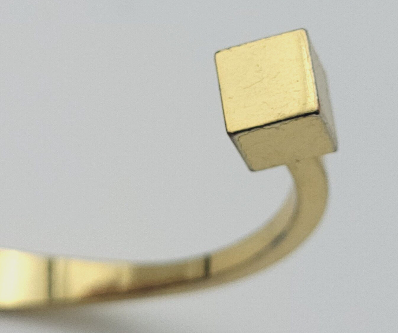 J. Crew Gold Tone Cube Charm Open Cuff Bracelet 6 Inches Size Small