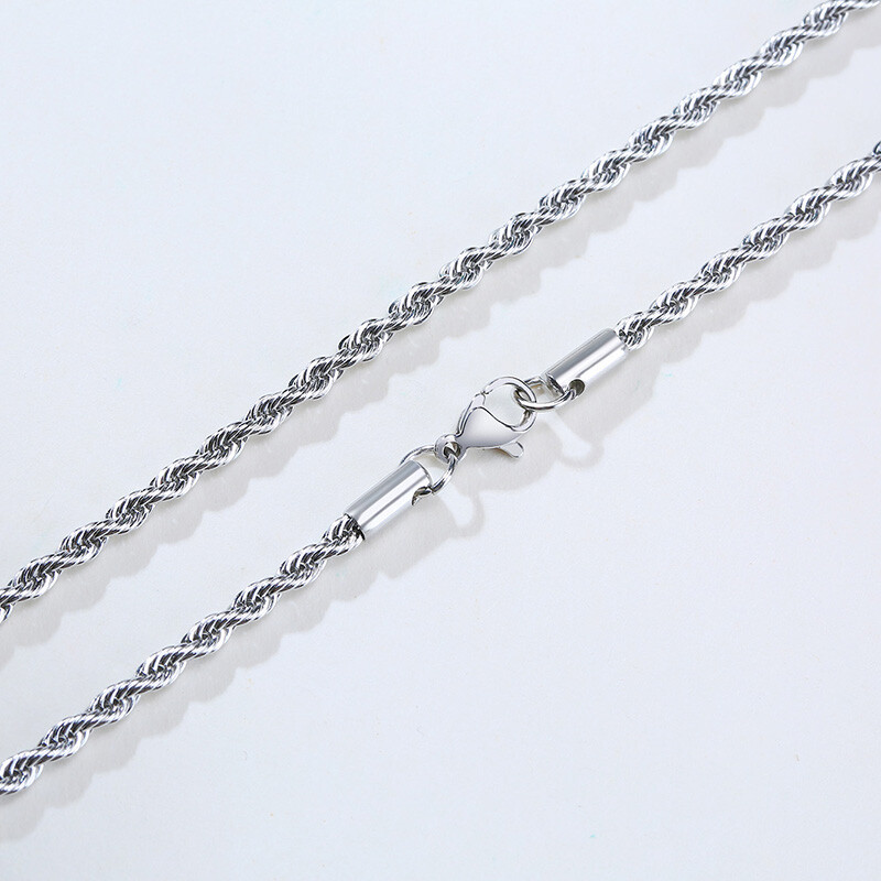 US STOCK Stainless Steel Rope Chain Silver 16″-30″ Men Women Necklace 5mm Chain