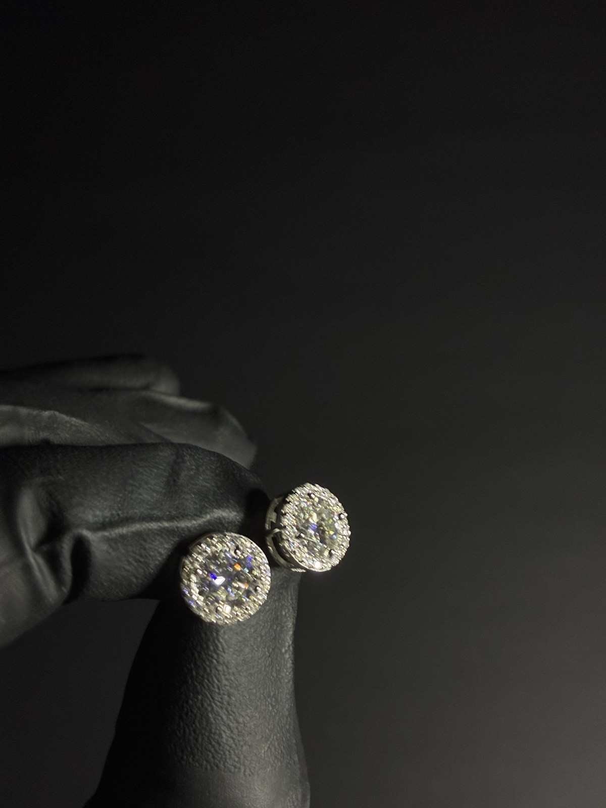 Moissanite Halo Stud Earrings 925 Sterling Silver GRA Certified