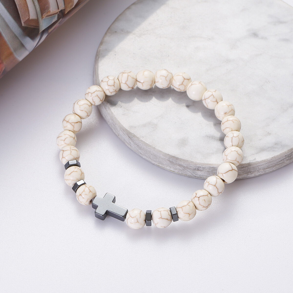 Men Women Lava Obsidian Beads Bracelet Natural Stone Yoga Elastic Bangle Jewelry