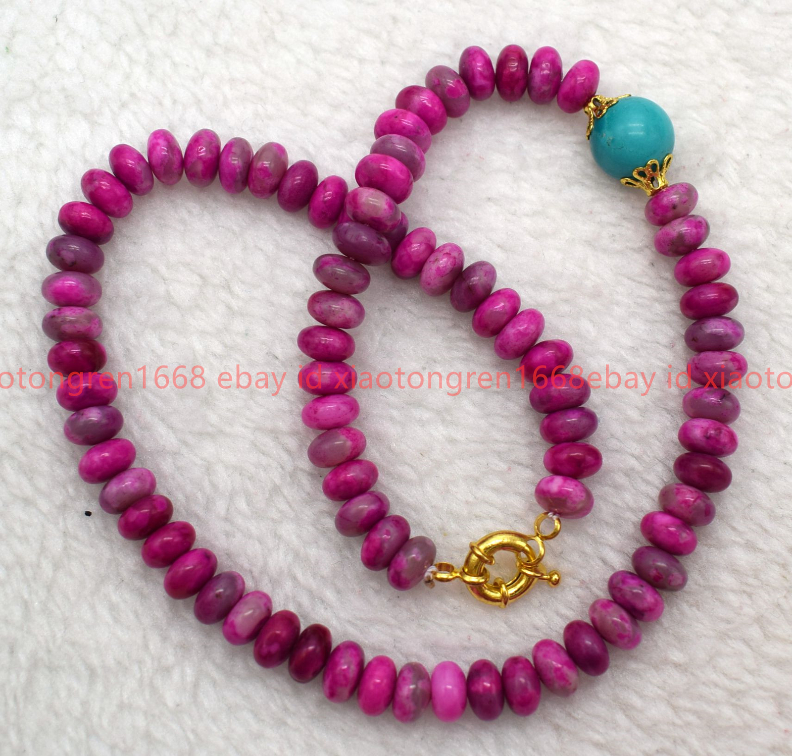 New 5x8mm Rose Red Crazy Agate & Turquoise Gems Rondelle Beads Necklace 16-26in