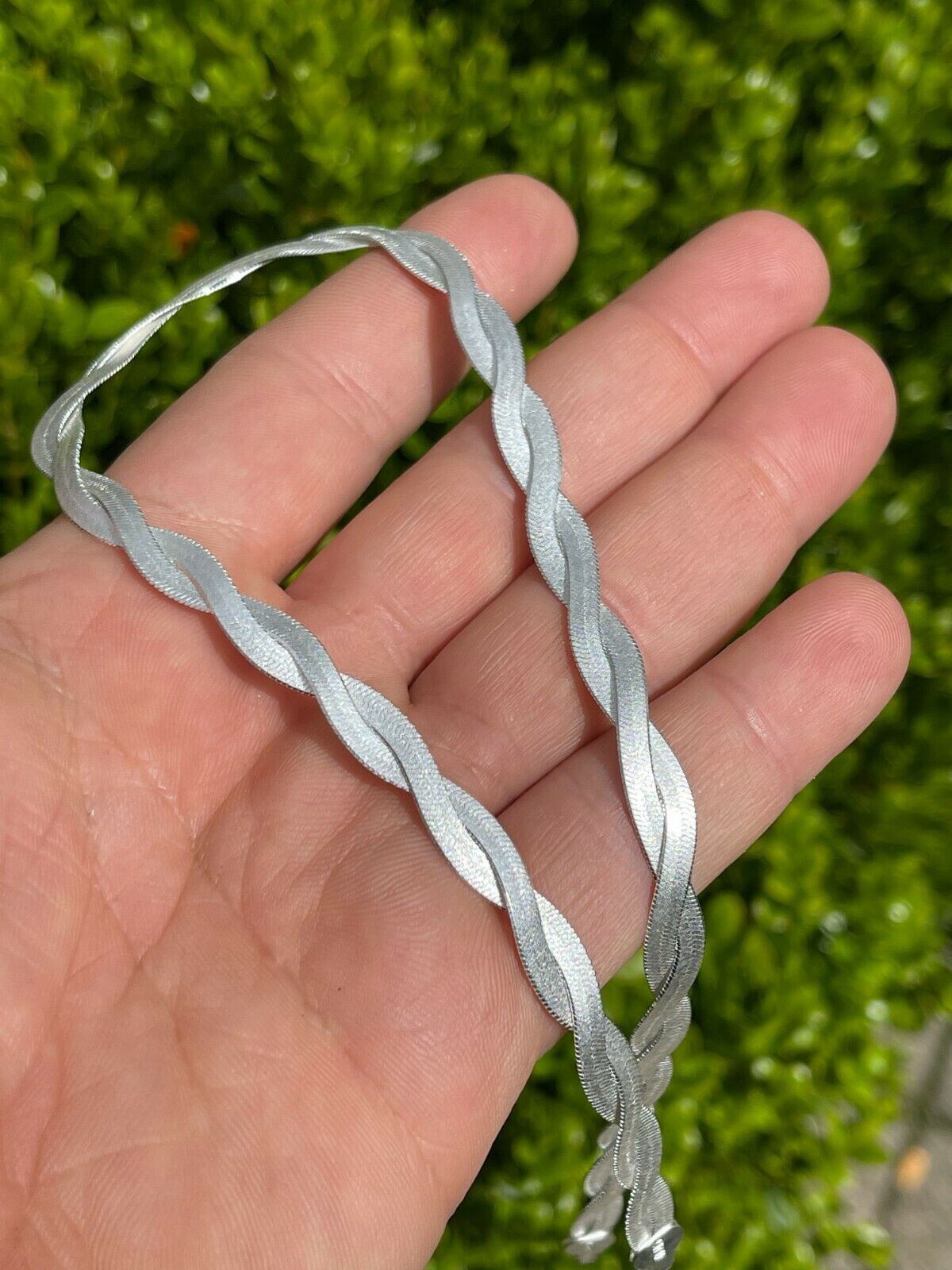 7mm Thick Solid 925 Silver Twisted Braided Herringbone Chain Necklace 16″ – 20″