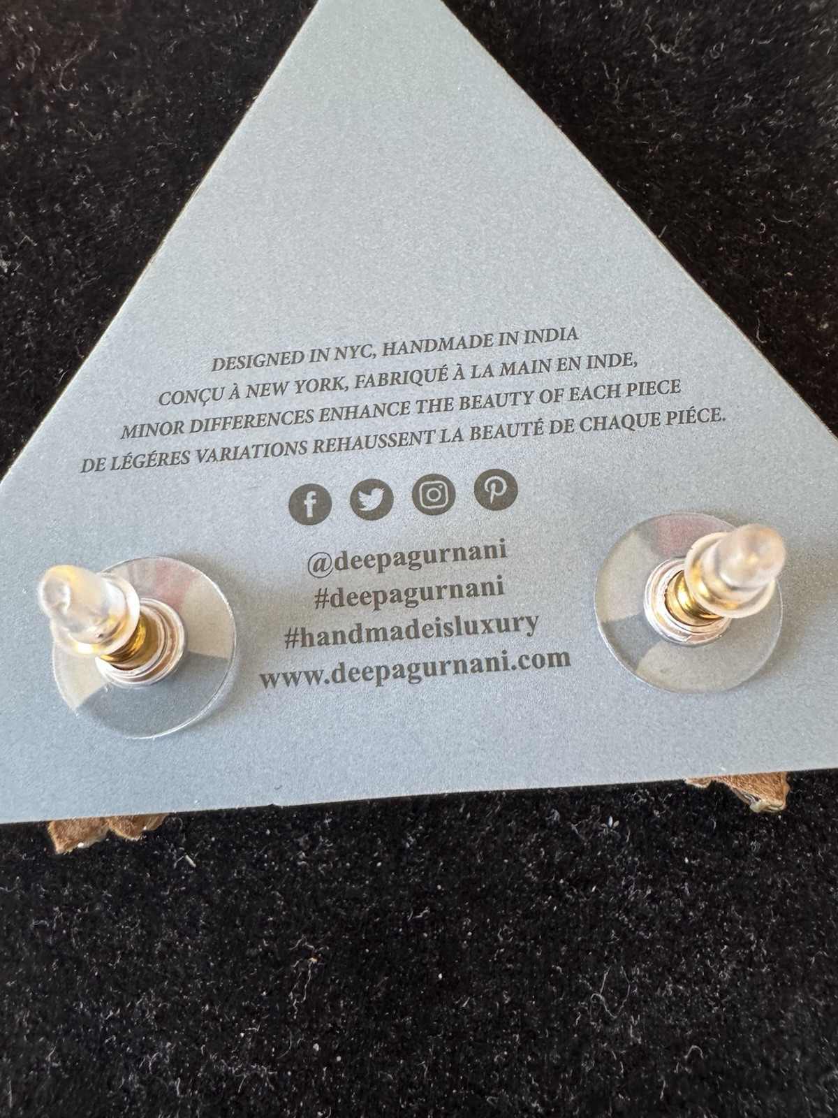 NWT Deepa Gurnani Women’s Earrings Crystal With Pearl Goldtone
