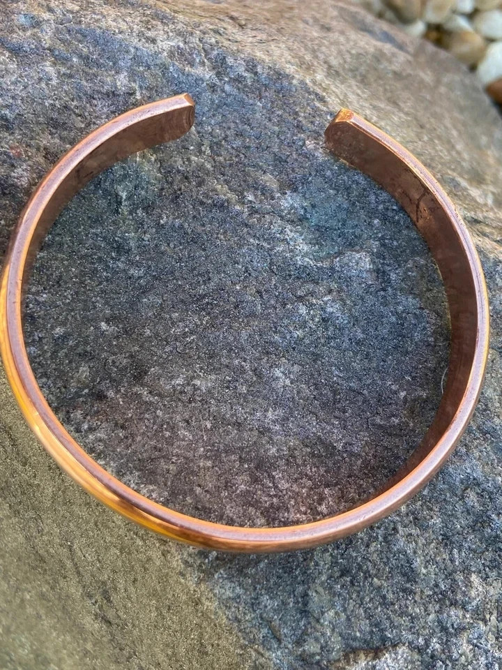 Pure Copper Cuff Bracelet Adjustable Open Bangle Handmade Unisex Jewelry Relief