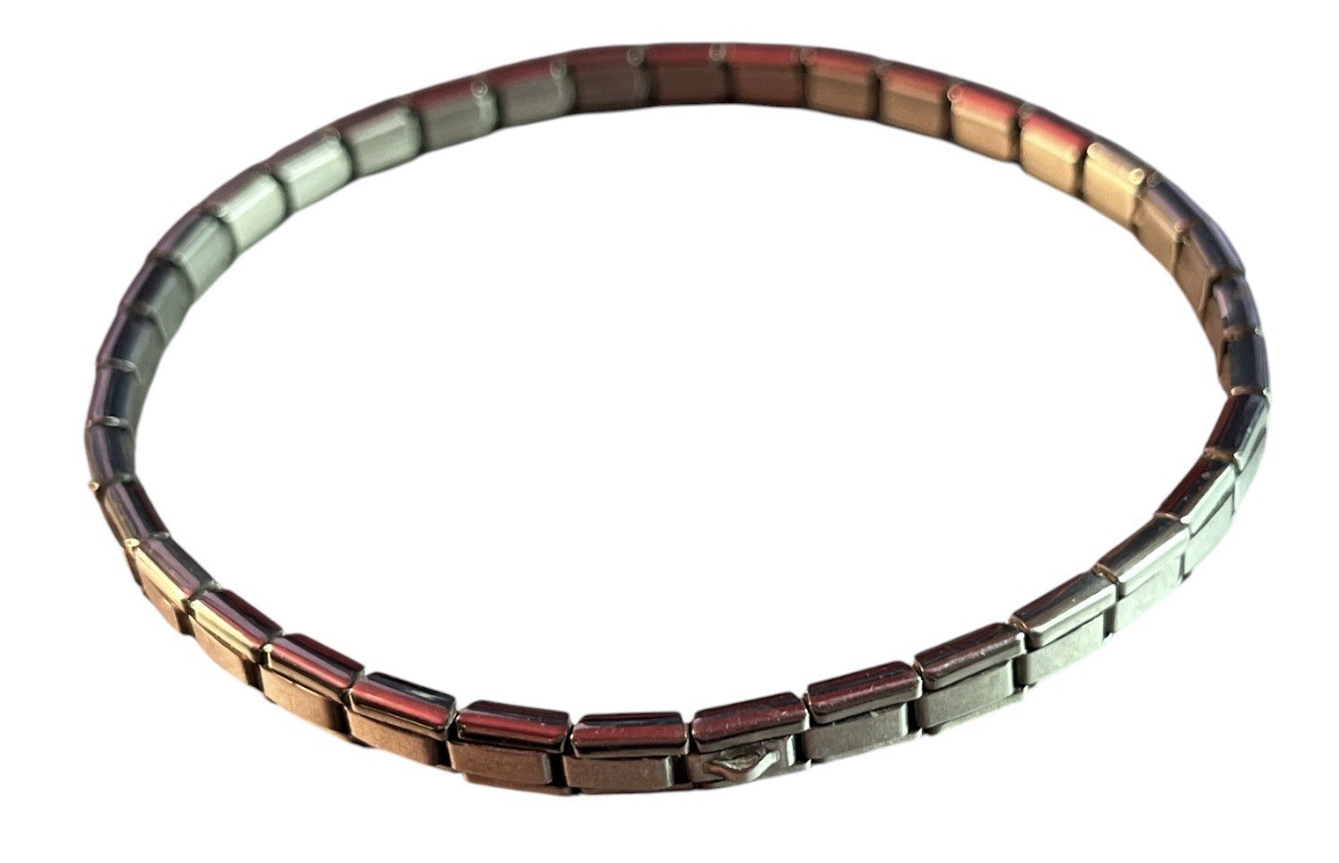 Casa D’Oro Italy Stainless Steel Link Stretch Charm Bracelet Narrow Links