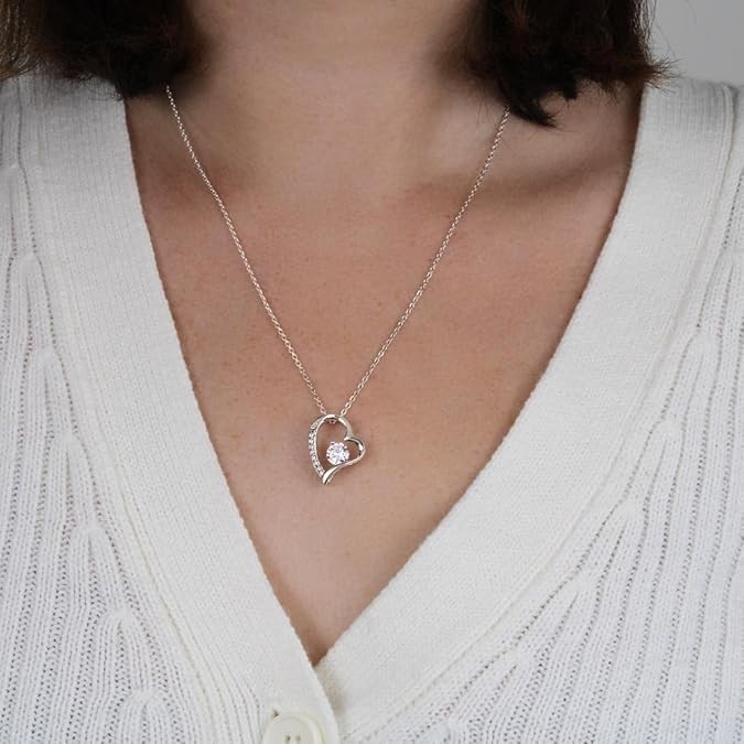 Wife Beautiful Gift From Husband Silver Heart Pendant Necklace & Gift Box