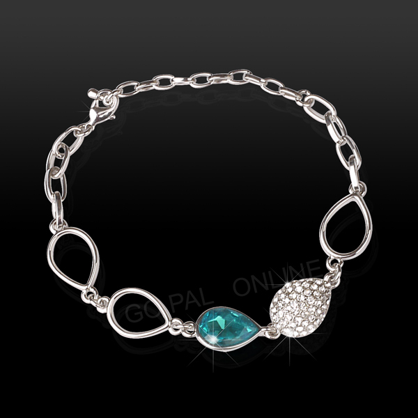 4 pieces White Gold Plated Aqua Drop Czech Crystal Bridal Party Prom Gift Set AU