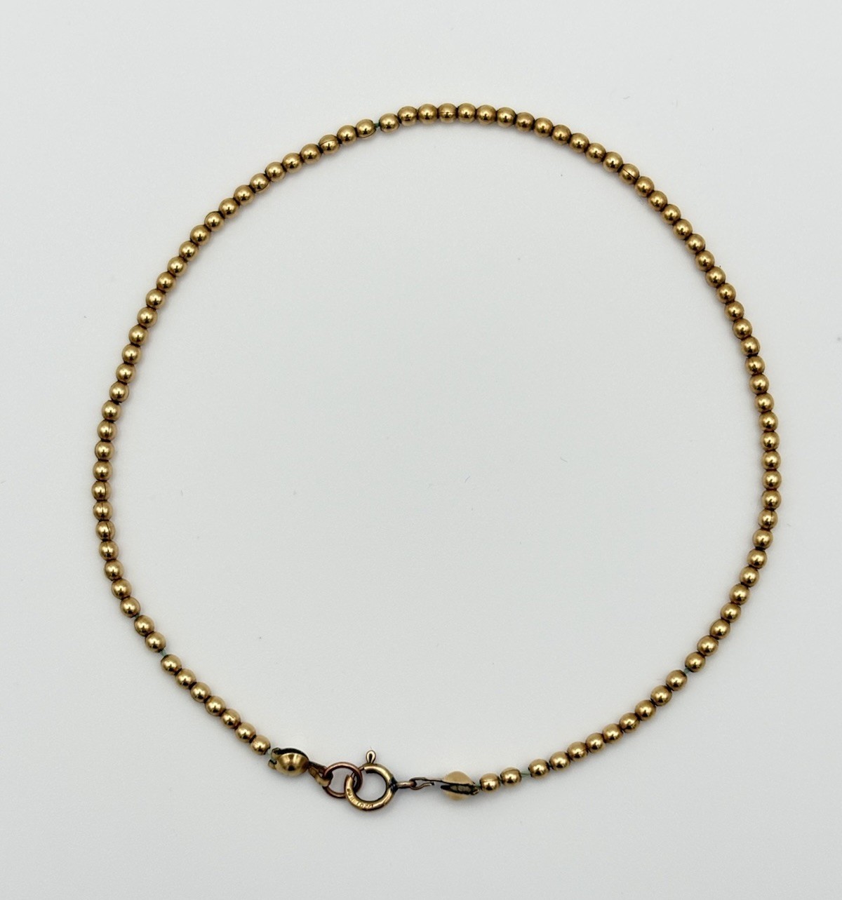 Vintage Gold Bead Bracelet 14k Gold Filled 2 mm Thick Beads 8.5 Inches 1.9 Grams
