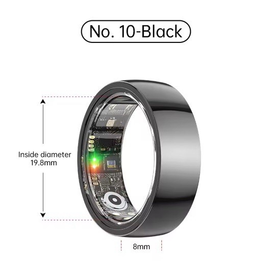 Ceramic Smart Ring Health Fitness Tracker IP68 Monitor Heart Sleep, Blood Oxygen