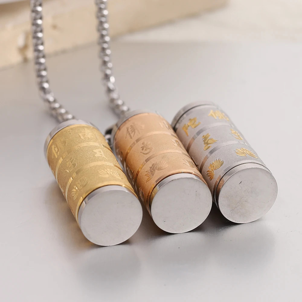 Om Mani Padme Hum Prayer Wheel Pendant Necklace Tibetan Ethnic Style Jewelry for
