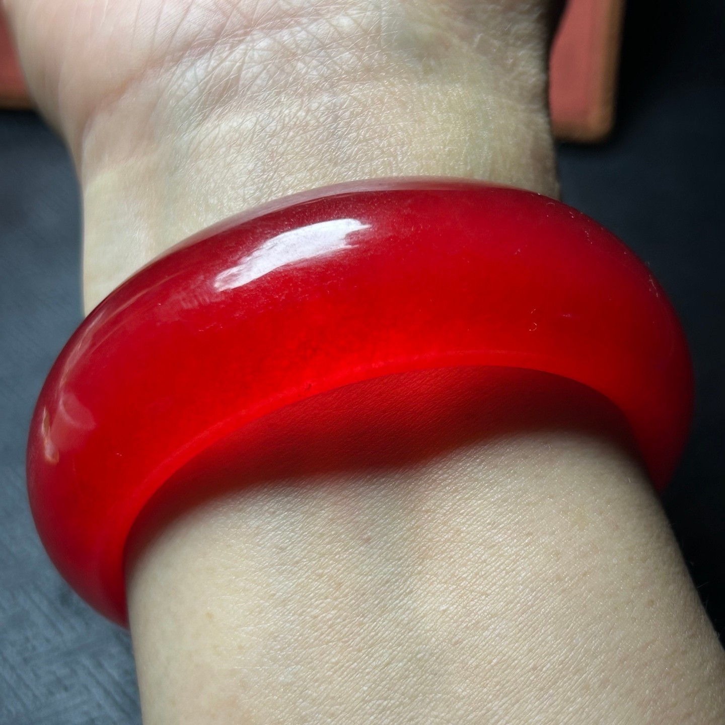56MM Real Natural Myanmar high Ice Red Jade jadeite tyre bracelets bangle