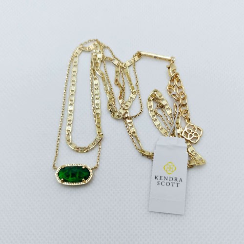 Kendra Scott Elisa Multi Strand Gold Pendant Necklace In Jade Green