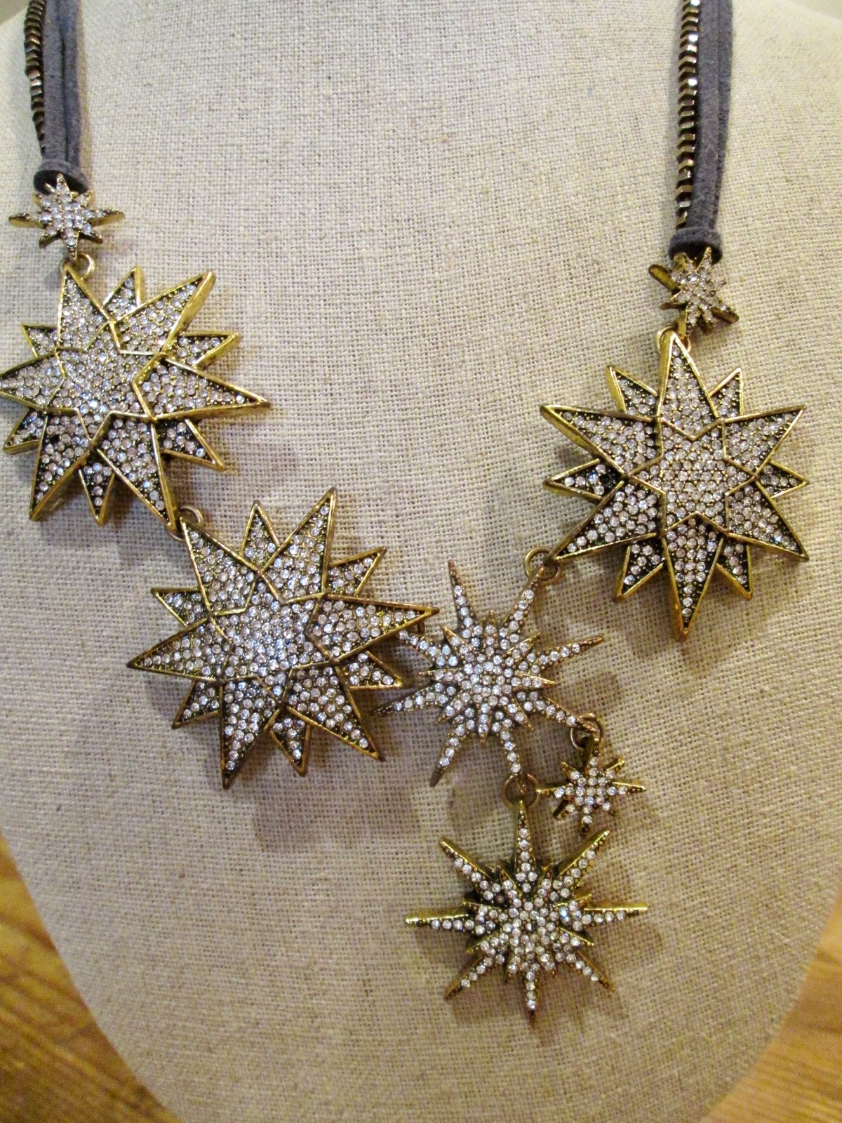 Statement Necklace multiple sparkling rhinestone stars
