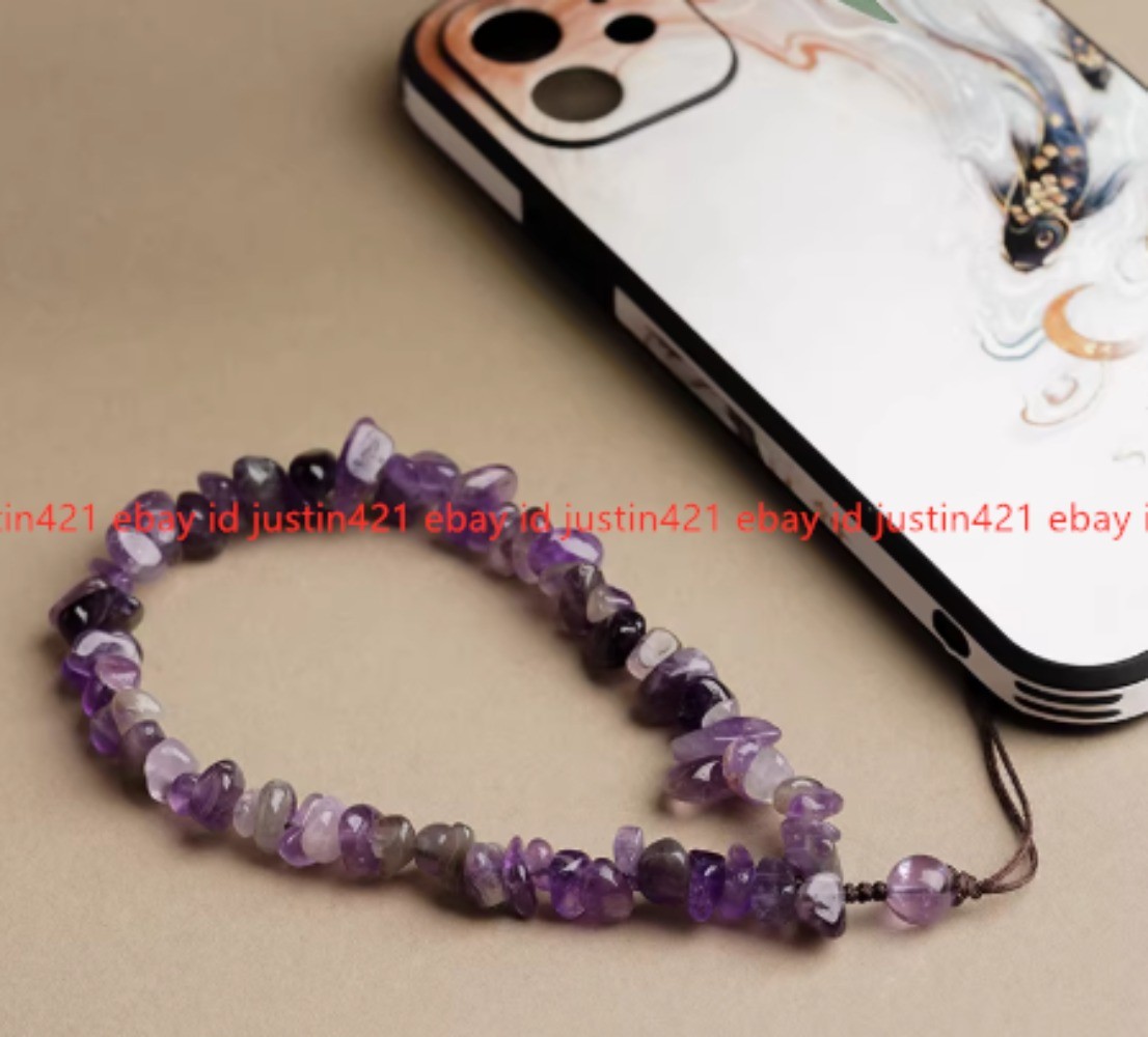 New Natural Amethyst Crushed Stone Wrist Style Anti Lost Phone Lanyard