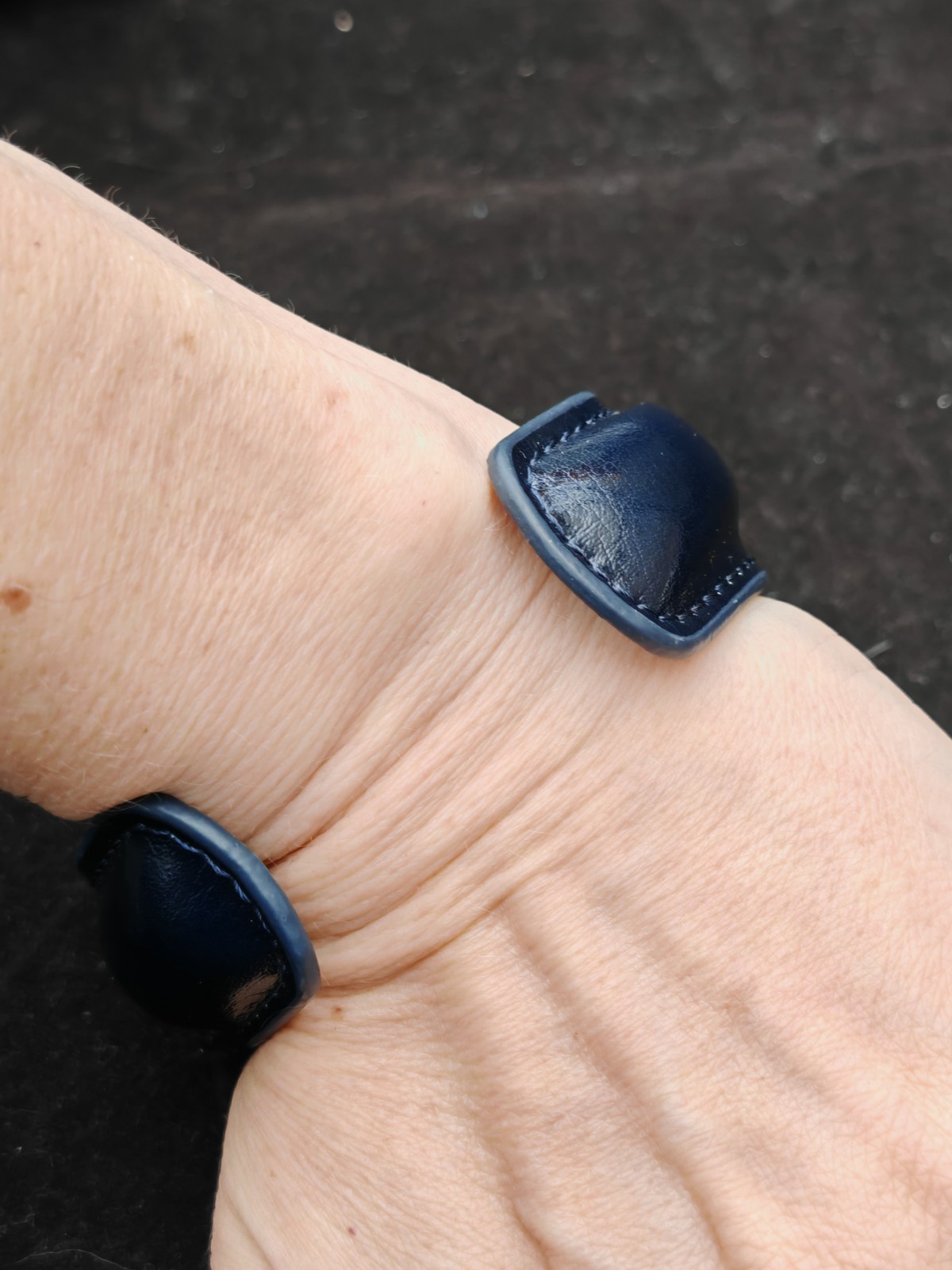 Designer style smart chic stitched padded leather torque cuff bangle bracelet