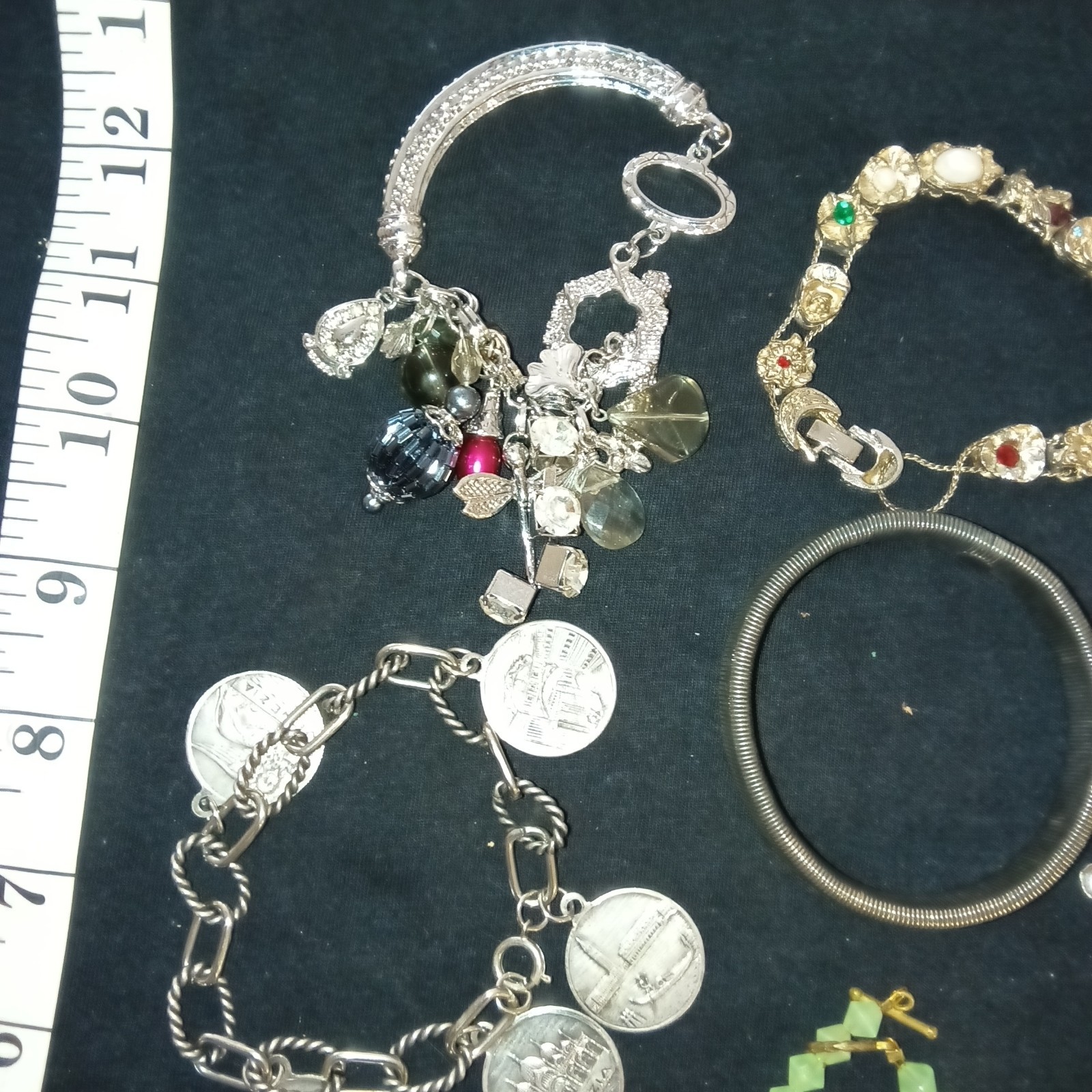 12 Vintage Bracelets Lot, 2 Bangle, 1 Charm And 9 Other Varies Styles!