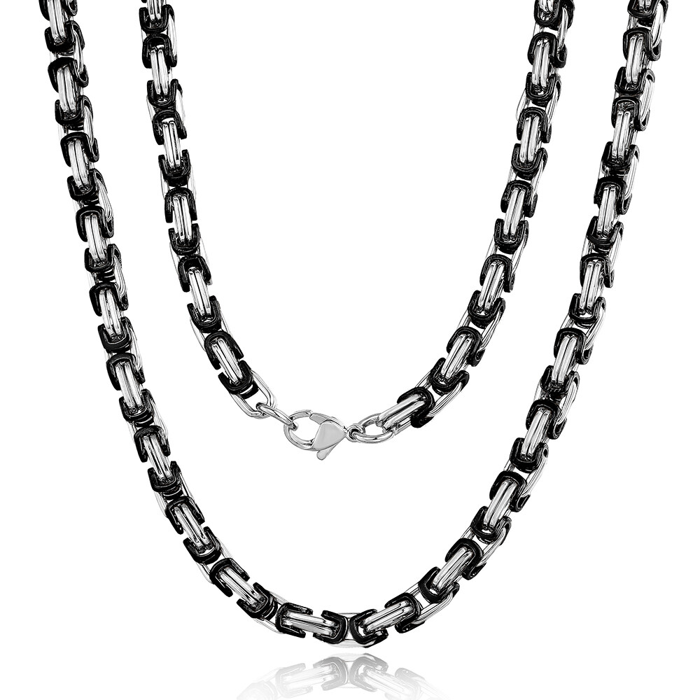 5mm Stainless Steel Necklace Byzantine Box Link Mens Chain 18″-24″