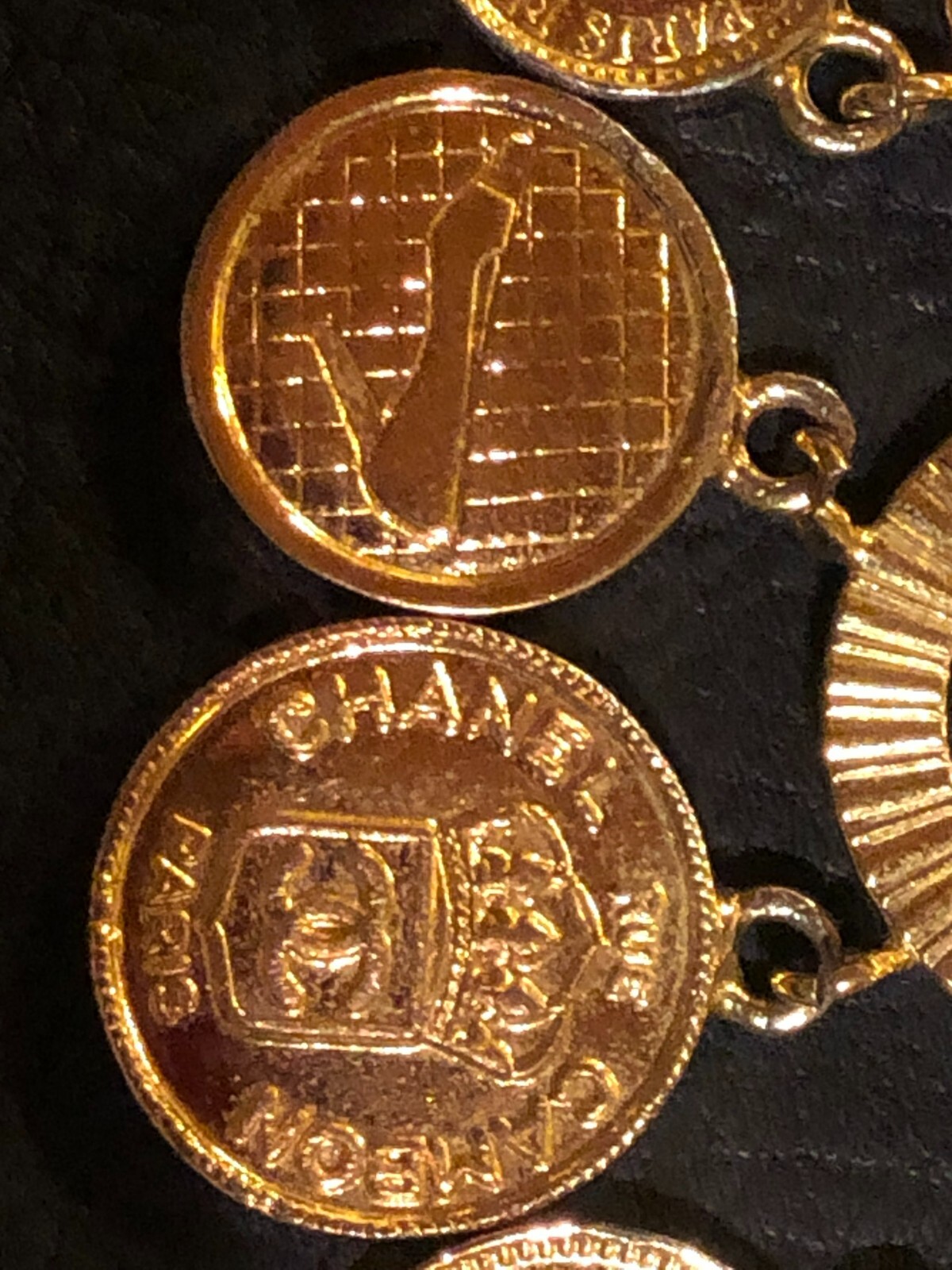 CHANEL Bracelet Bangle AUTH Coco CC Mark Vintage Rare Coin Medal Gold icon 25 FS