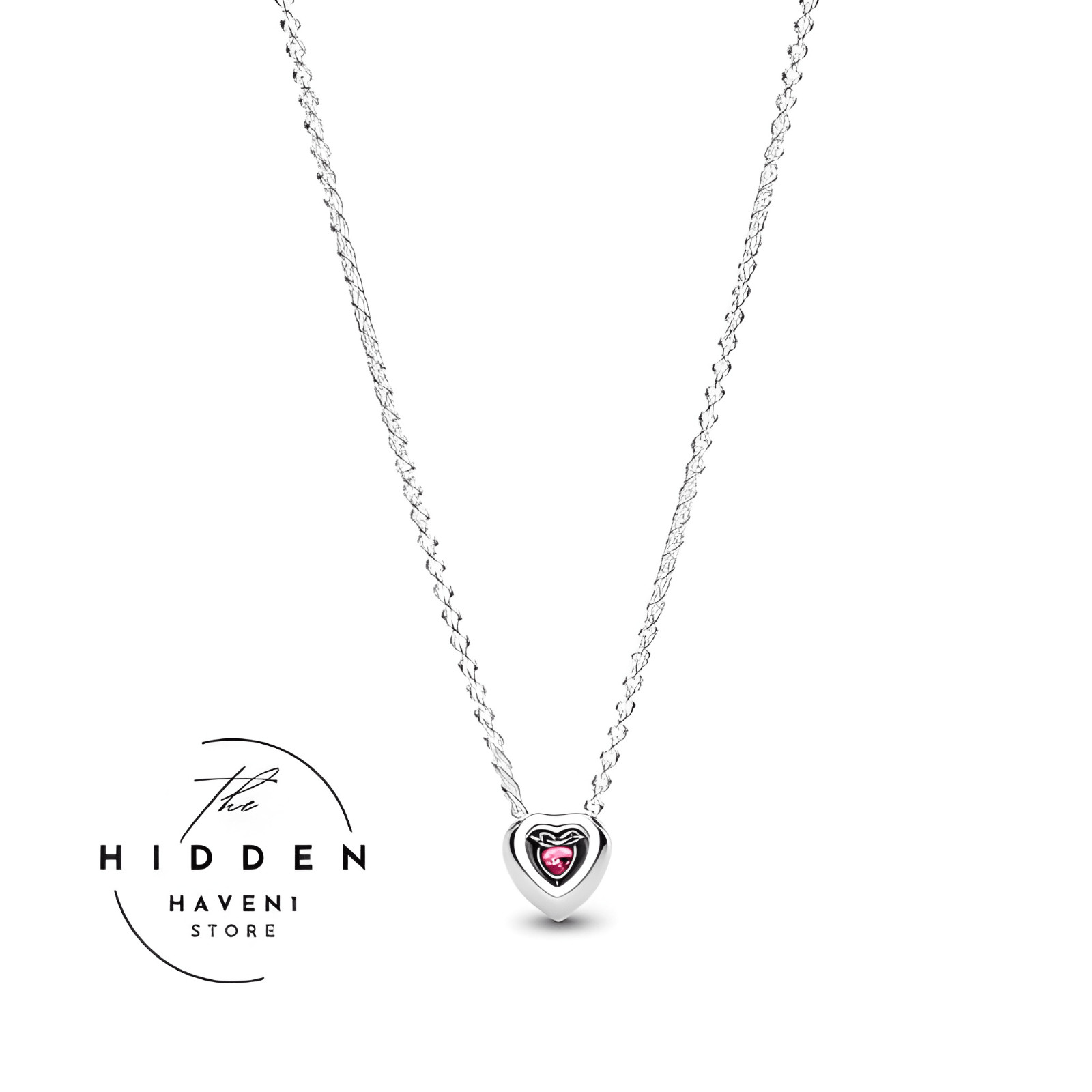 925 Sterling Silver Pink Heart Pendant Necklace Cubic Zirconia Gift for Women