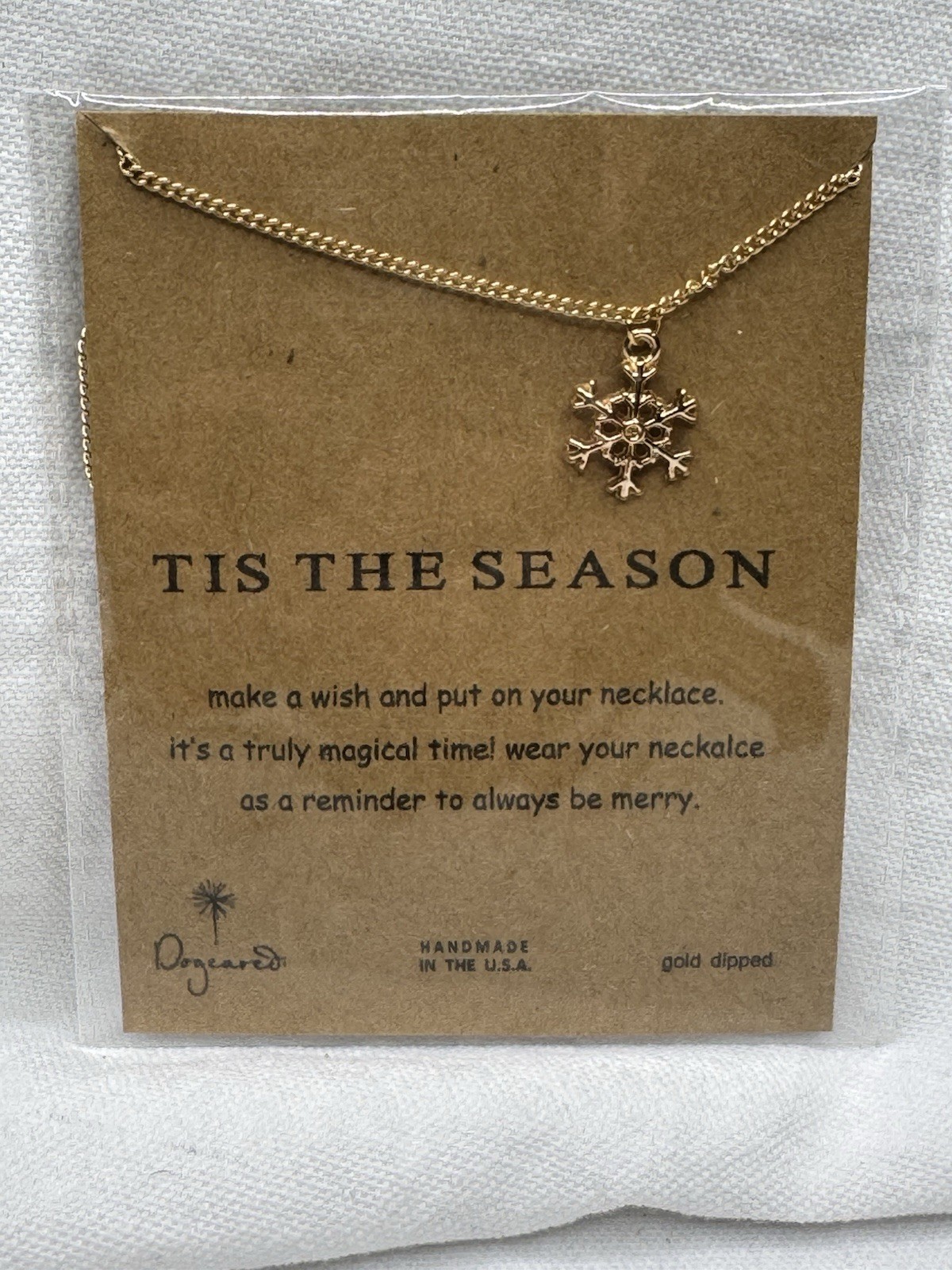 Dogeared Gold Dipped Snowflake Necklace NEW