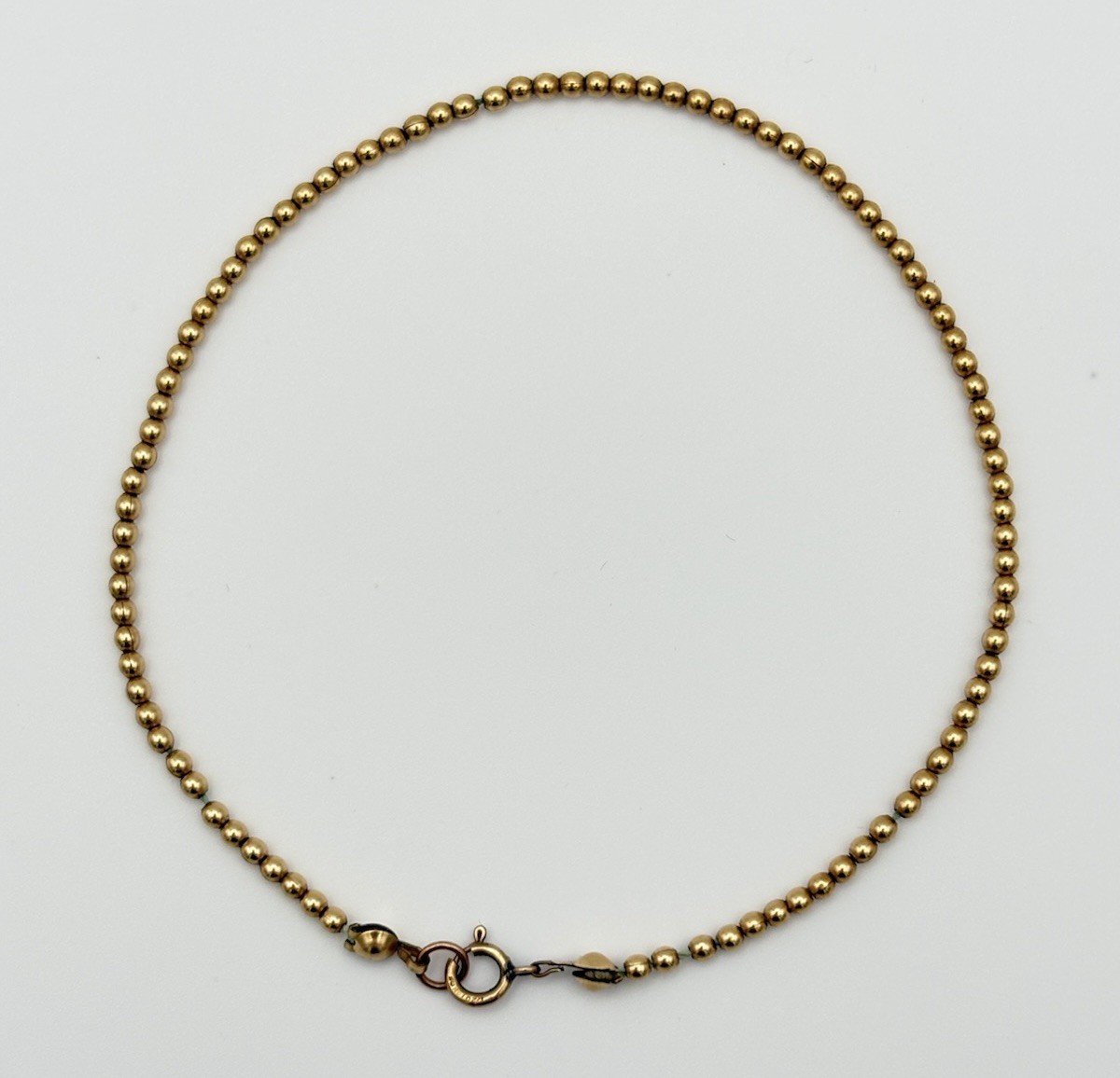 Vintage Gold Bead Bracelet 14k Gold Filled 2 mm Thick Beads 8.5 Inches 1.9 Grams