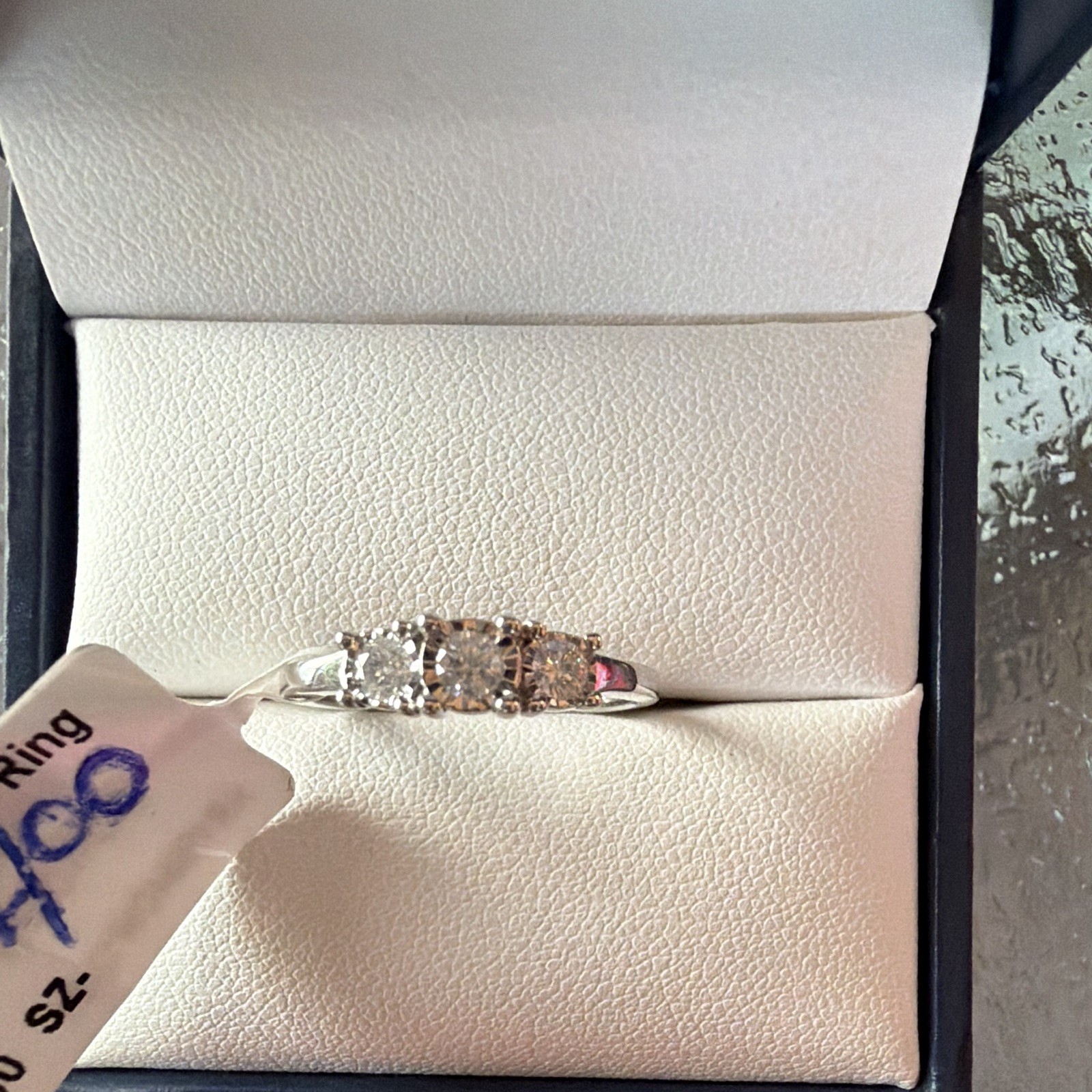 Natural Diamond .25 Three-Stone Ring Band Setting Stackable Size 7 On 925