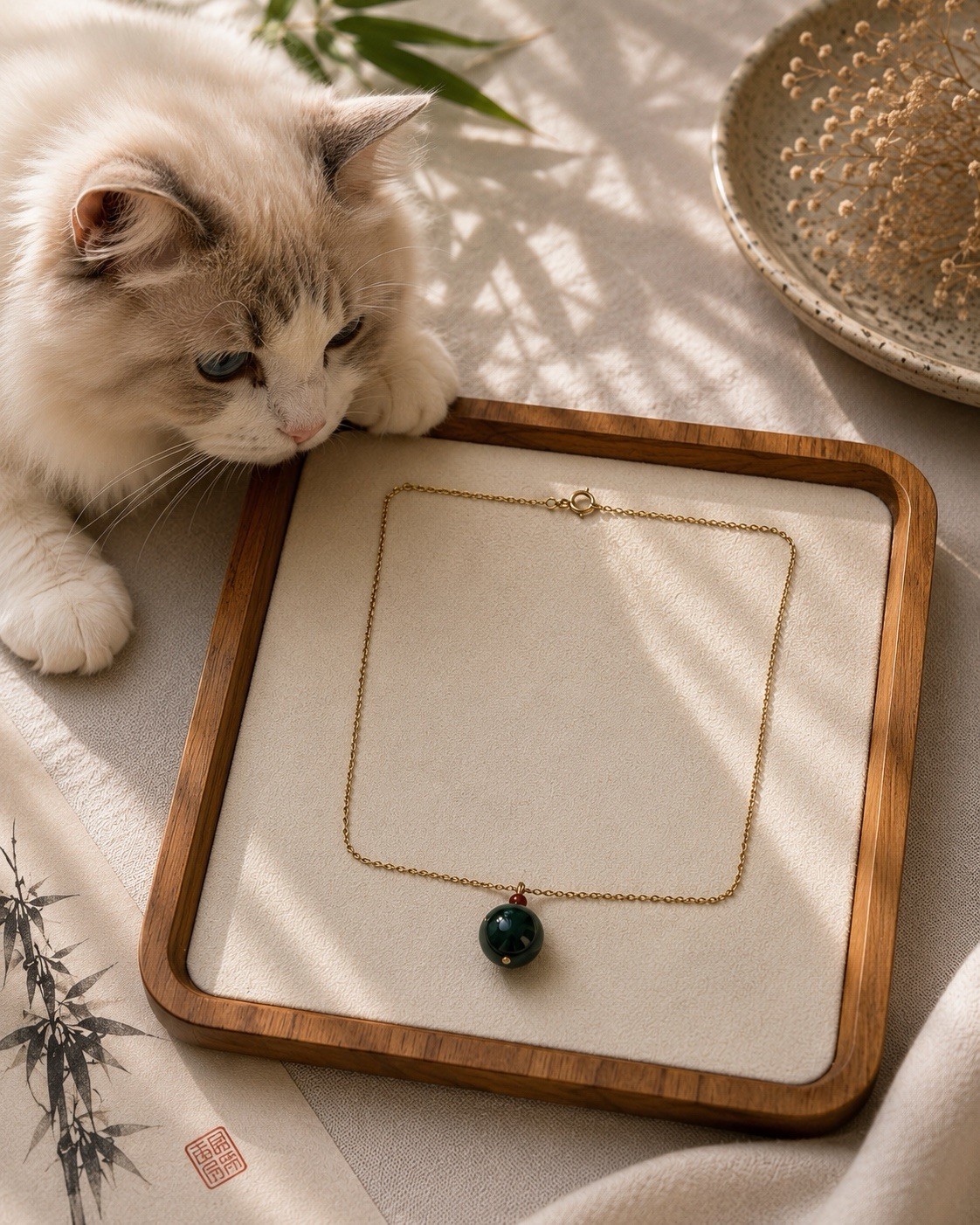 Natural Green Gemstone Necklace Gold Chain