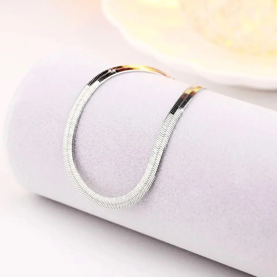925 Sterling Silver 4MM Chain Bracelet 8 Inch Unisex Men Women Jewelry