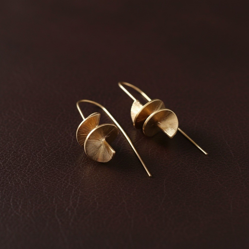 Chico’s Gold Sculptural Spiral Earrings Modern Art Minimal Museum Boho Retro VTG