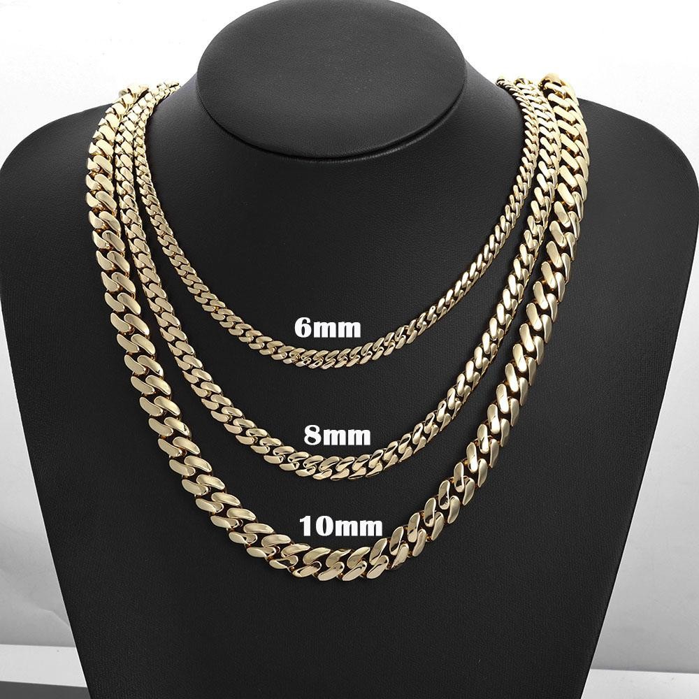 6/8/10/12/15/20mm Cuban Chain Necklace Hip Hop 14k Gold Plating Bracelet Jewelry