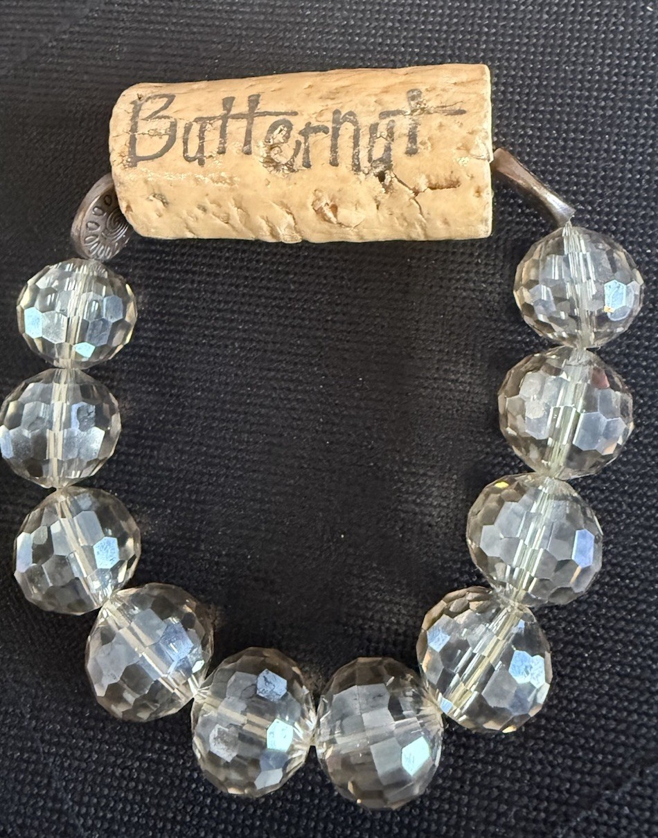 Vintage Wine Cork Clear Crystal Beaded Bracelet Rare Handmade