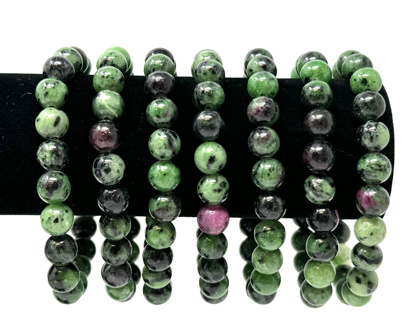 Ruby Zoisite Bead Bracelet: 8 mm Round Ruby Crystals (Ruby Zoisite Bracelet)