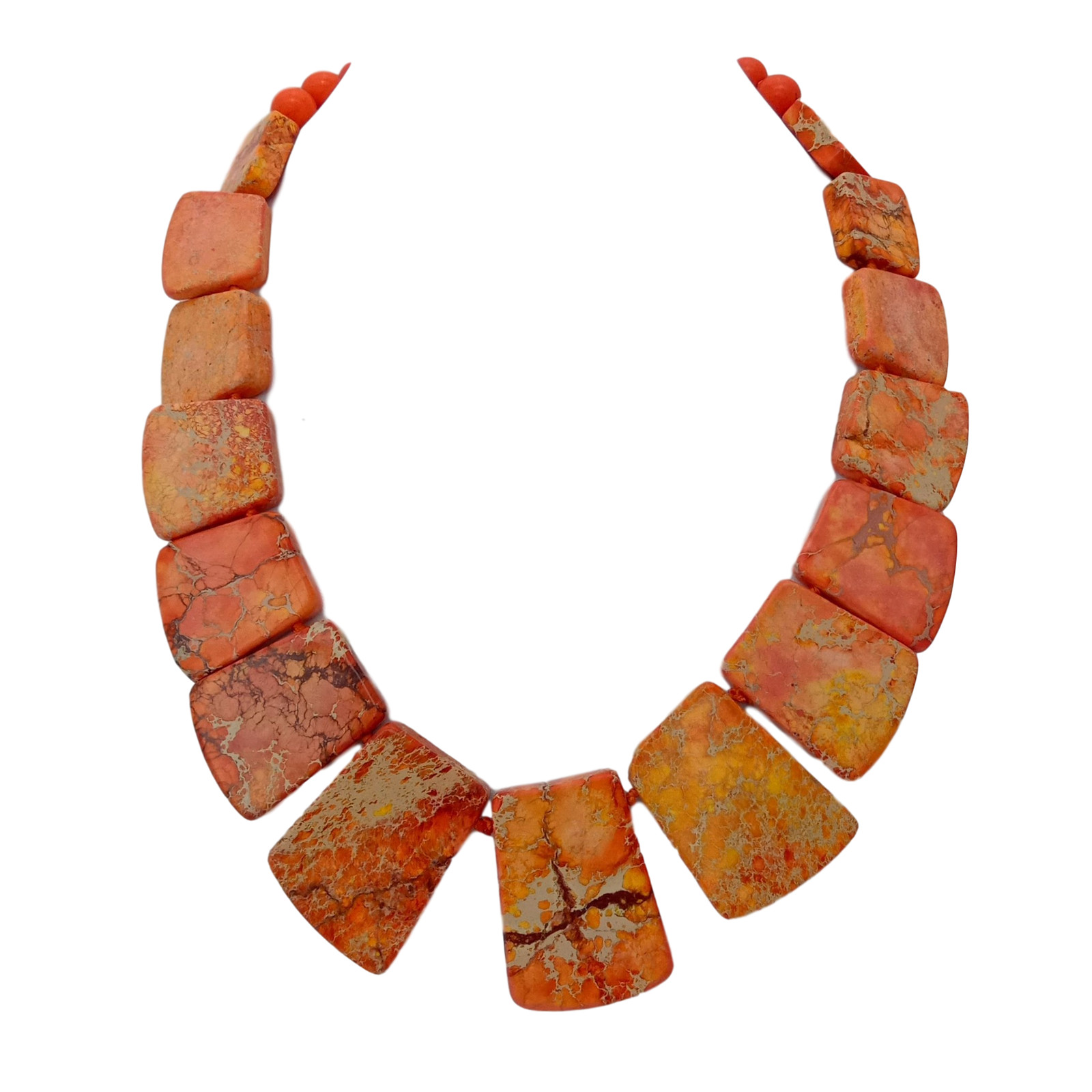 20″ Orange Sea Sediment Imperial Jasper Graduated Necklace