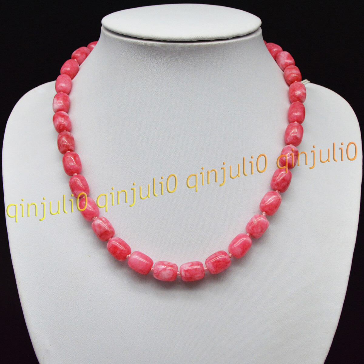 9x11mm Pink Natural Snowflake Jade Gems Cylinder Barrel Beads Necklaces 16-36”