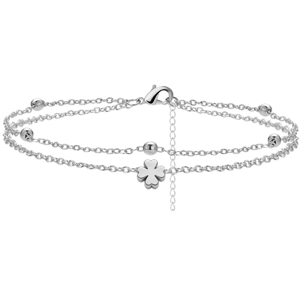 Women’s 925 Silver Plated CZ Heart Anklet Waterproof Foot Bracelet