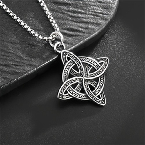 2Pcs New Silver Witch’s Irish Protection Triquetra Trinity Knot Pendant Necklace