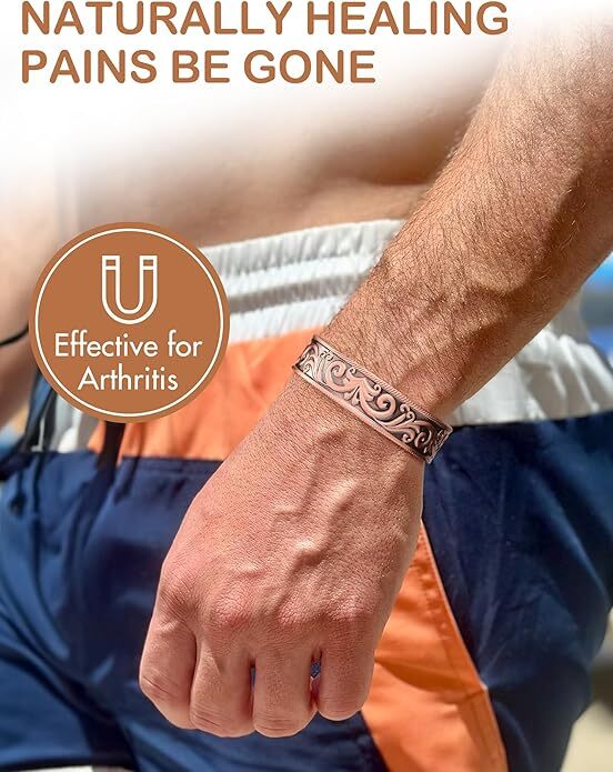 Pulsera de Cobre Puro Feraco, Magnética 3500 Gauss, Ajustable