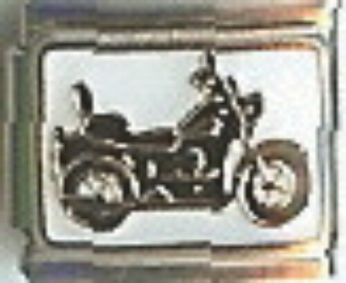 MOTORCYCLE ITALIAN CHARM BRACELET LINK 9MM STAINLESS STEEL