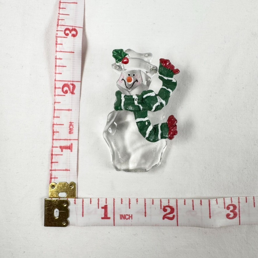 Ganz Snowman Brooch Pin Clear Acrylic Resin Christmas Holiday Costume Jewelry