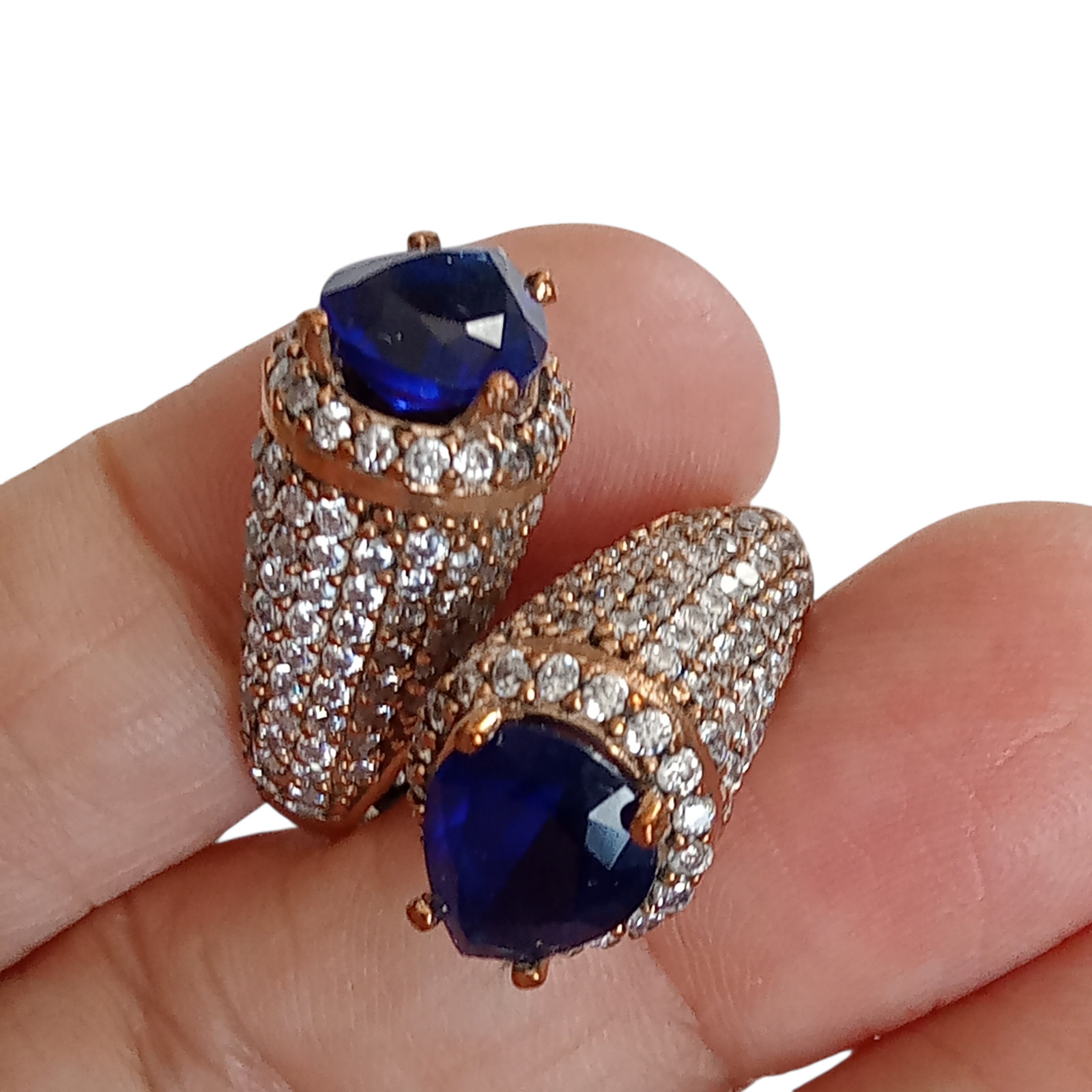 Sapphire Topaz 925 Sterling Silver and Bronze Handmade Hurrem Sultan Ring Size 7