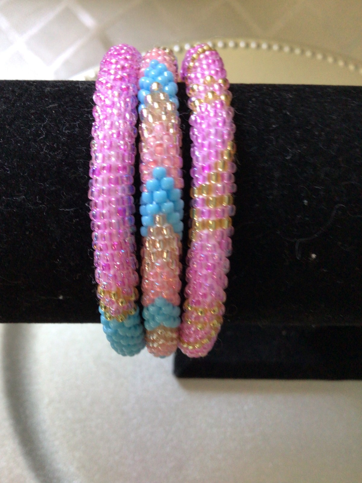 PINK & BLUE 7″ ROLL ON BRACELETS, 3 PCS